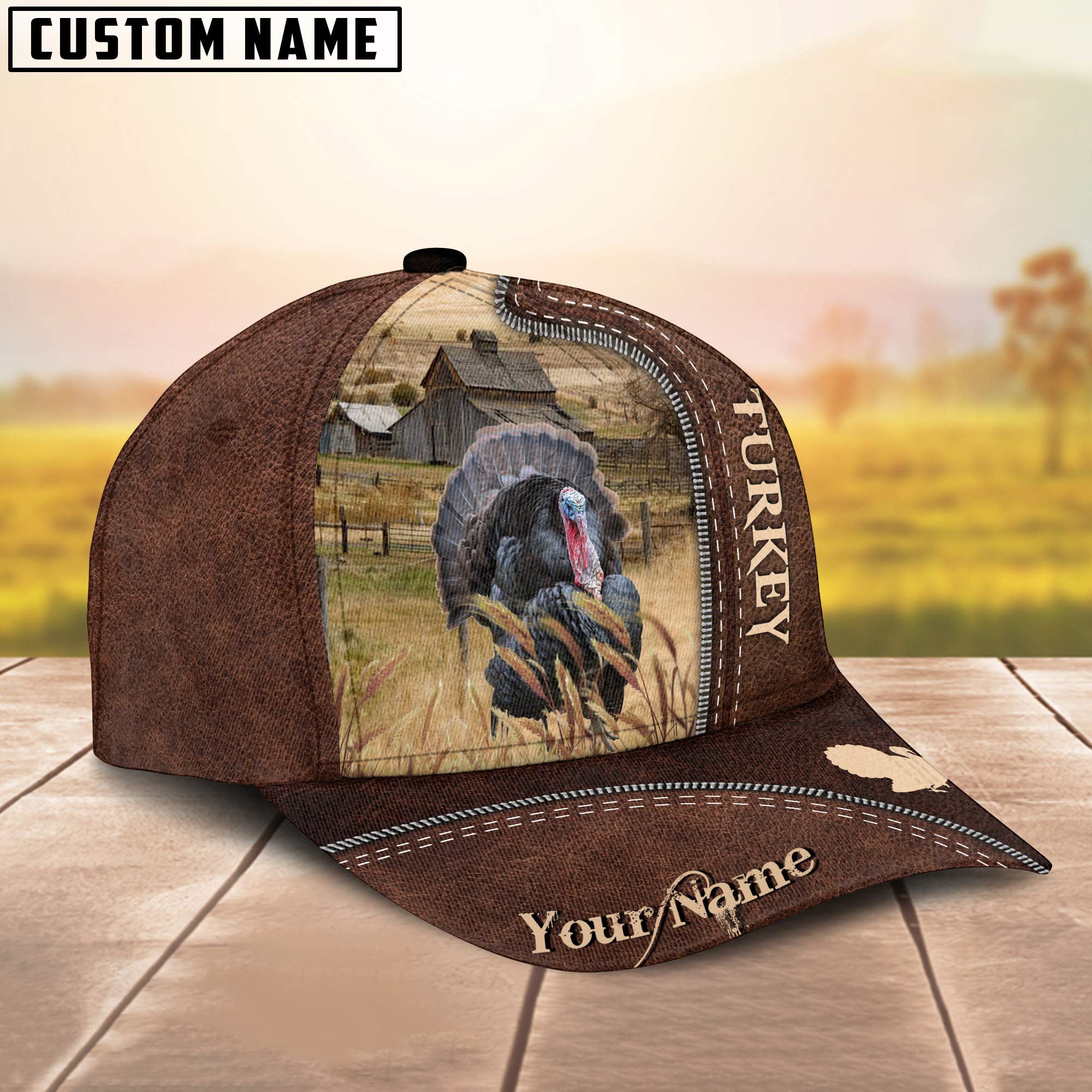 Turkey Customized Name Leather Pattern Cap
