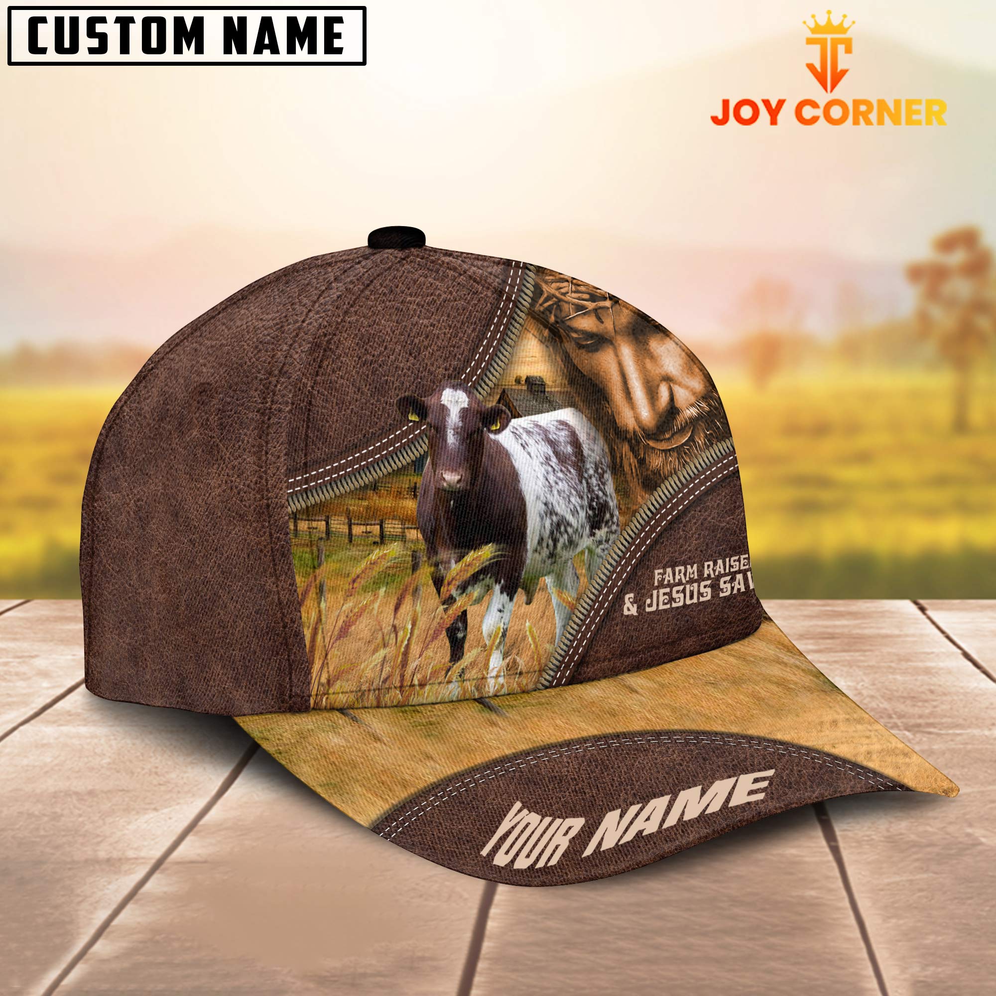Shorthorn Farm & Jesus Customized Name Cap