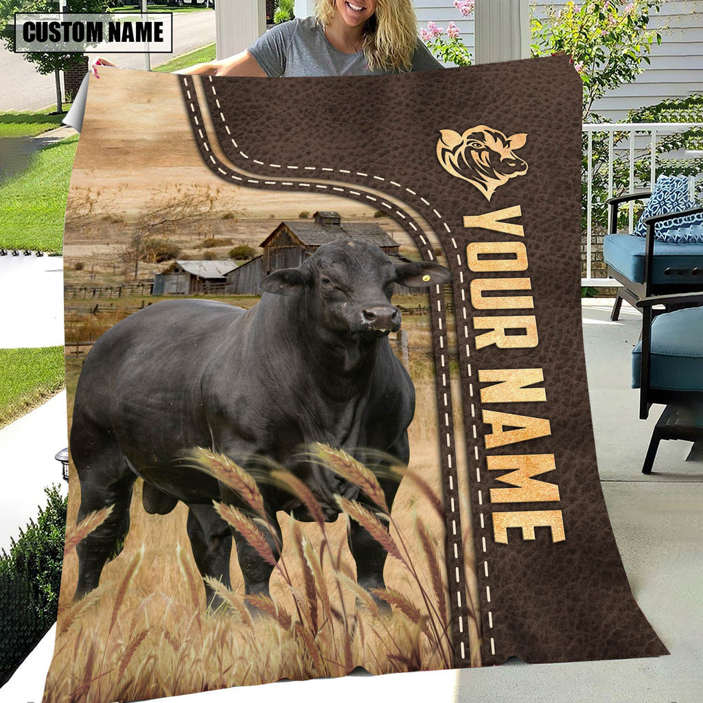 Personalized Name Brangus Leather Pattern Blanket