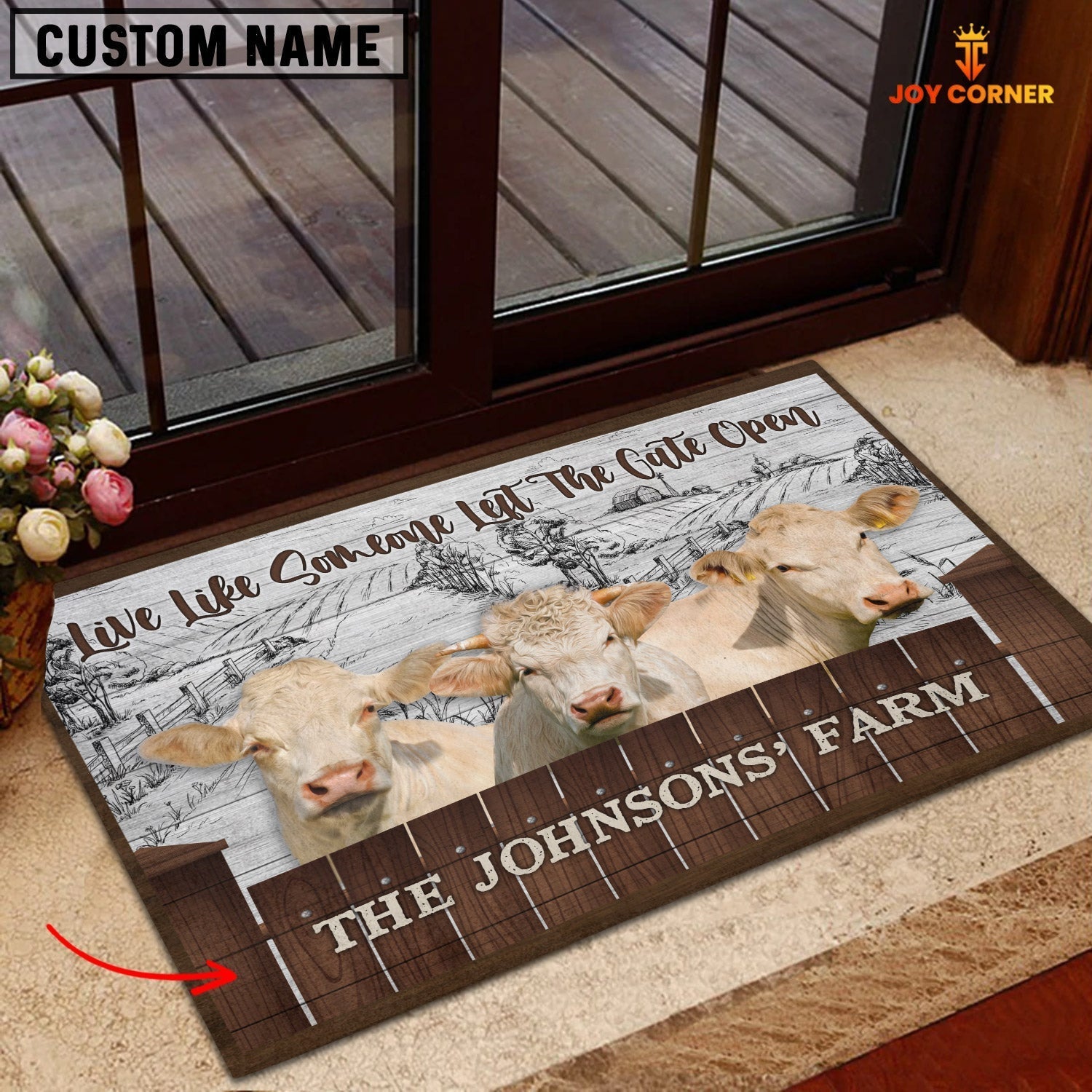 Charolais Custom Name - Live Like Someone Left The Gate Open Doormat