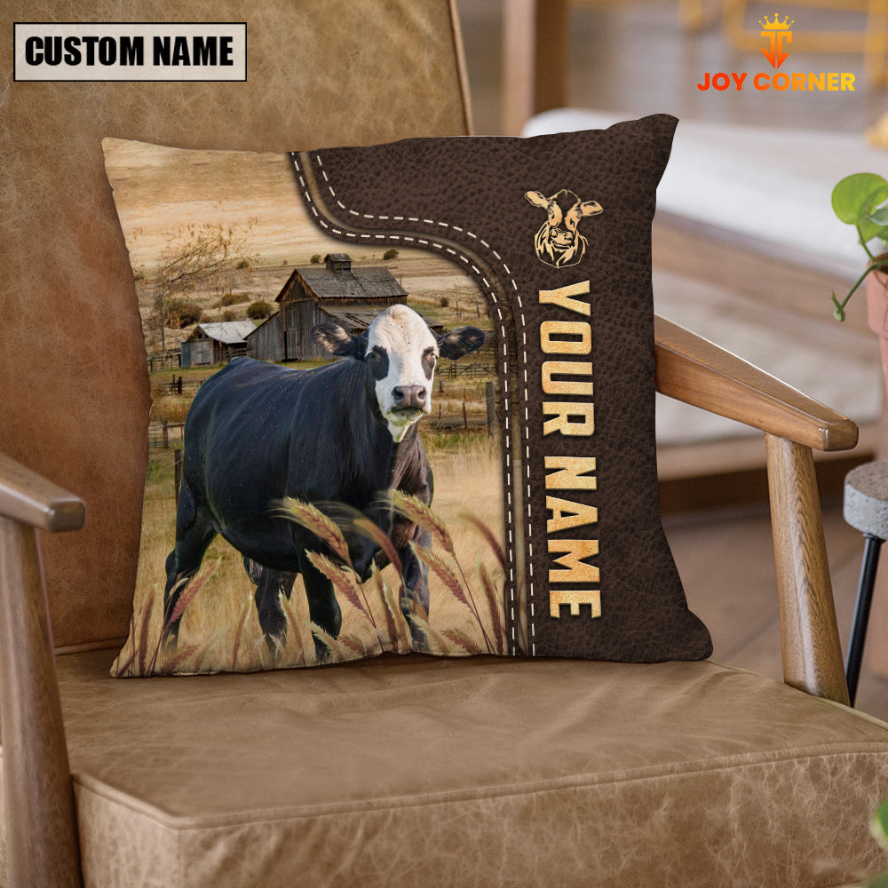 Black Baldy Custom Name Leather Pattern Pillow Case