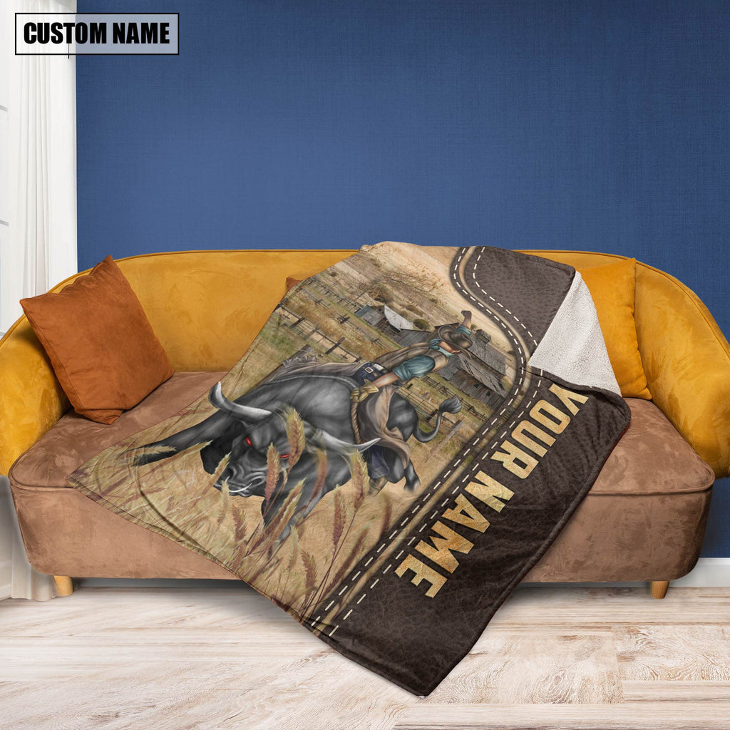 Personalized Name Cowboy Leather Pattern Blanket