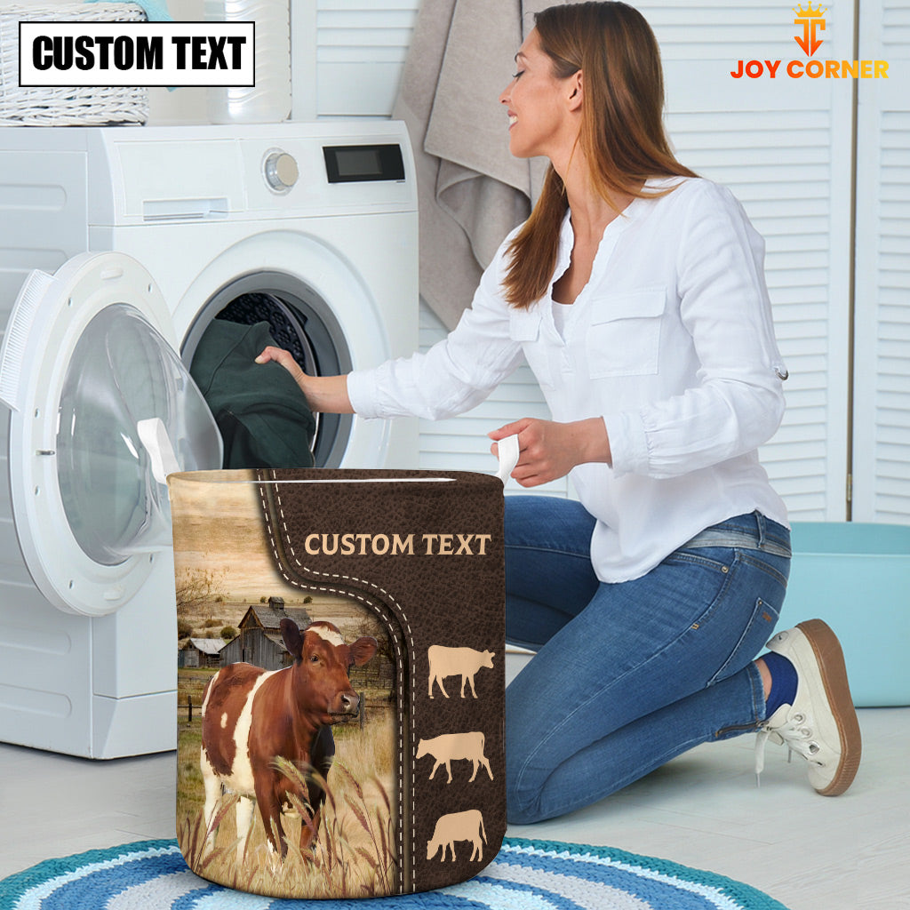 Ayrshires Custom Name Leather Pattern Laundry Basket