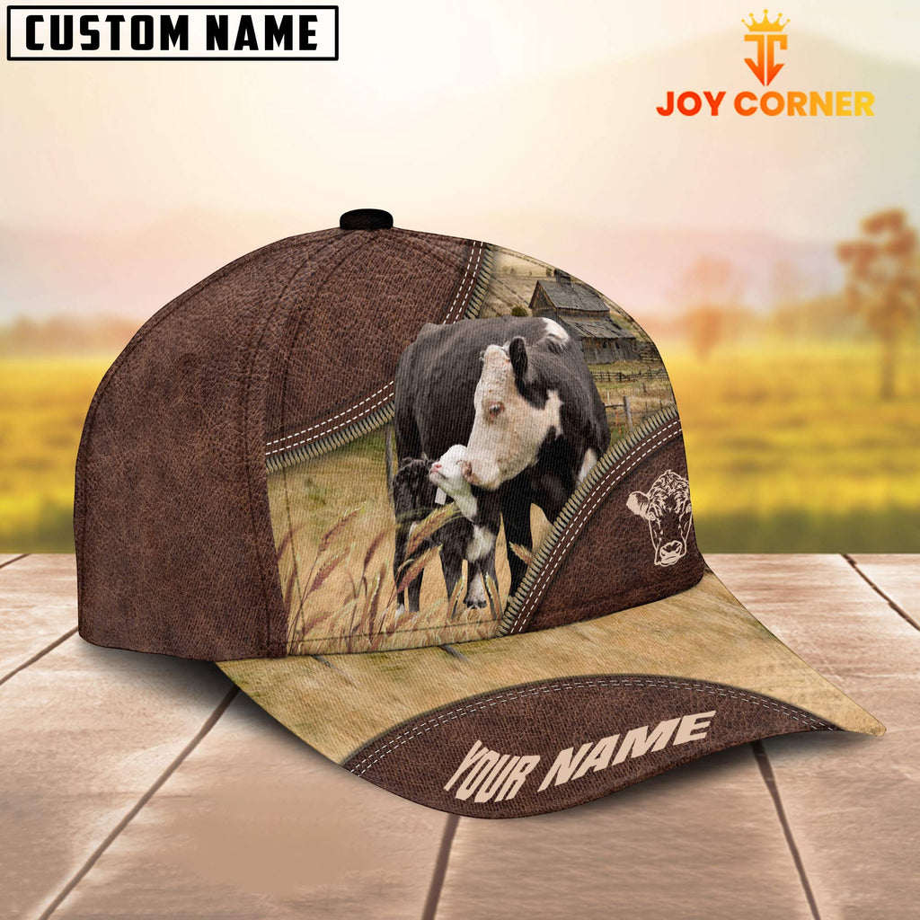 Black Hereford On The Farm Customized Name 3D Brown Cap