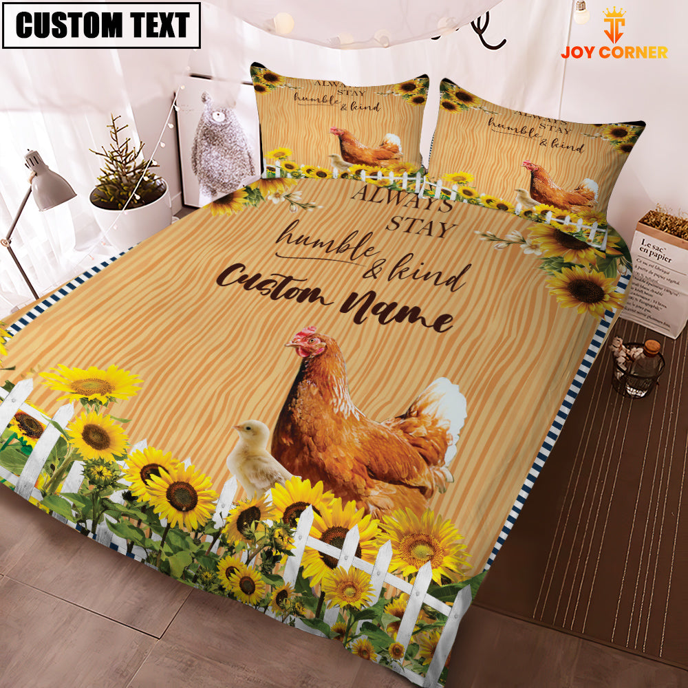 Chicken Stay Humble And Kind Custom Name Bedding Set