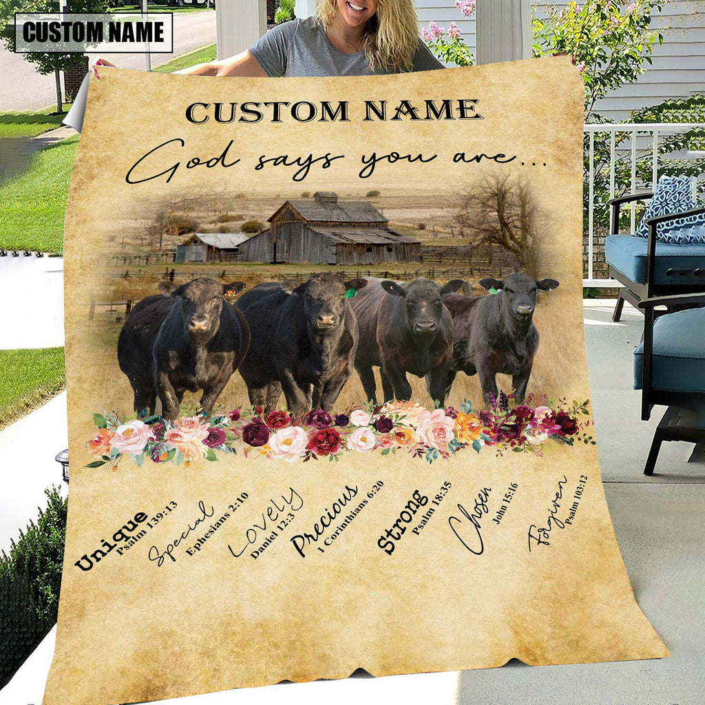 God Says You Are - Personalized Name Black Angus Blanket