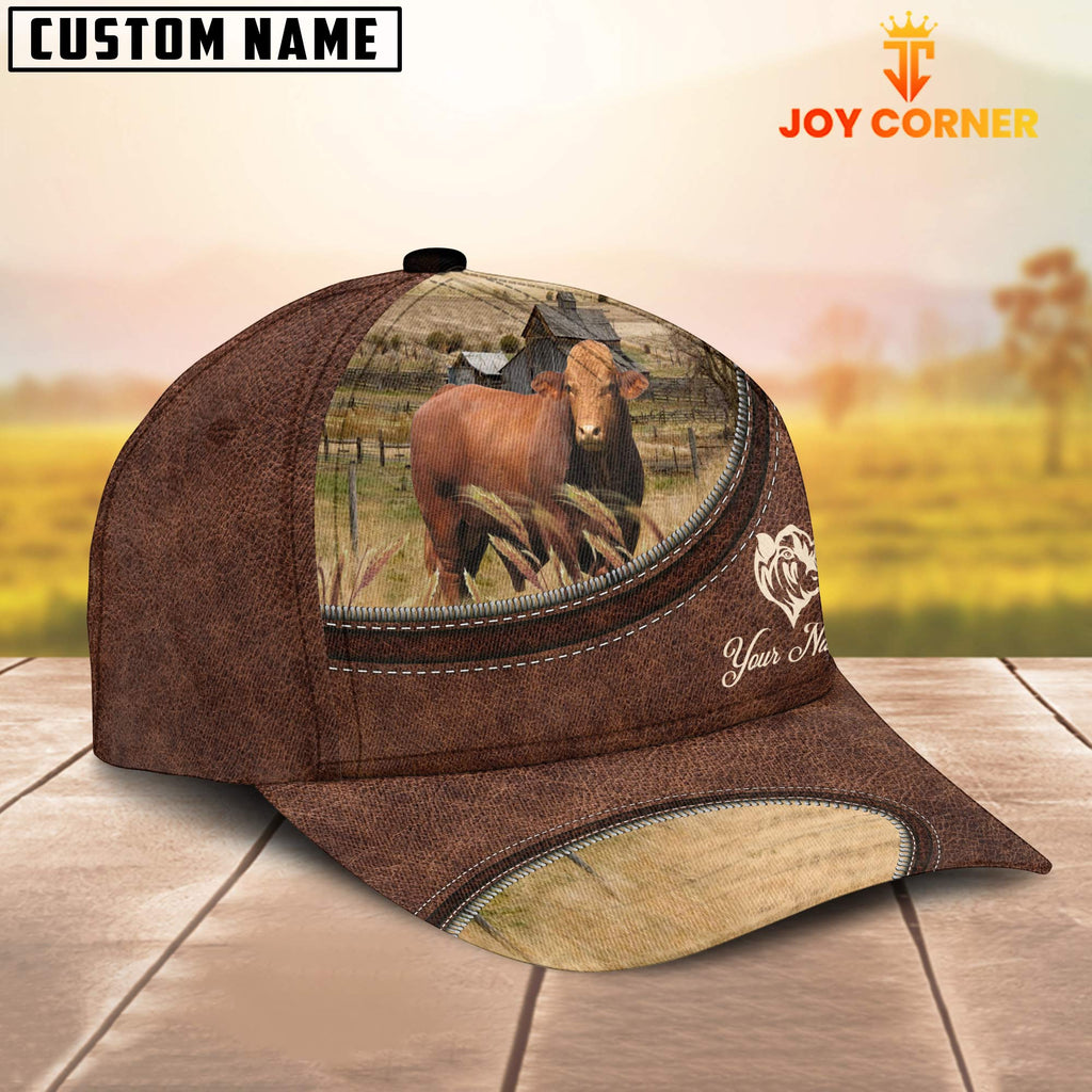 Droughtmaster On The Farm Customized Name Leather Pattern Cap