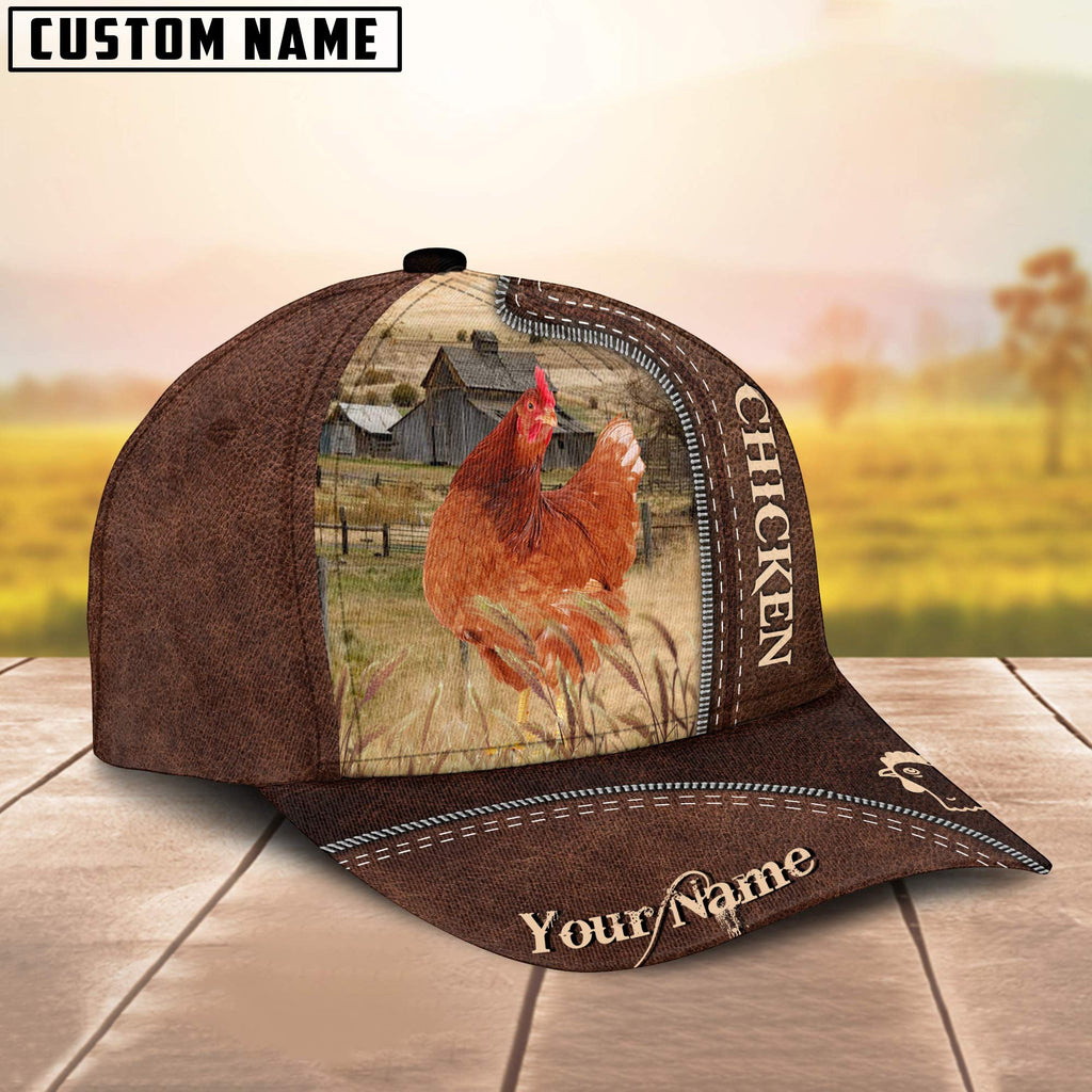 Chicken Customized Name Leather Pattern Cap