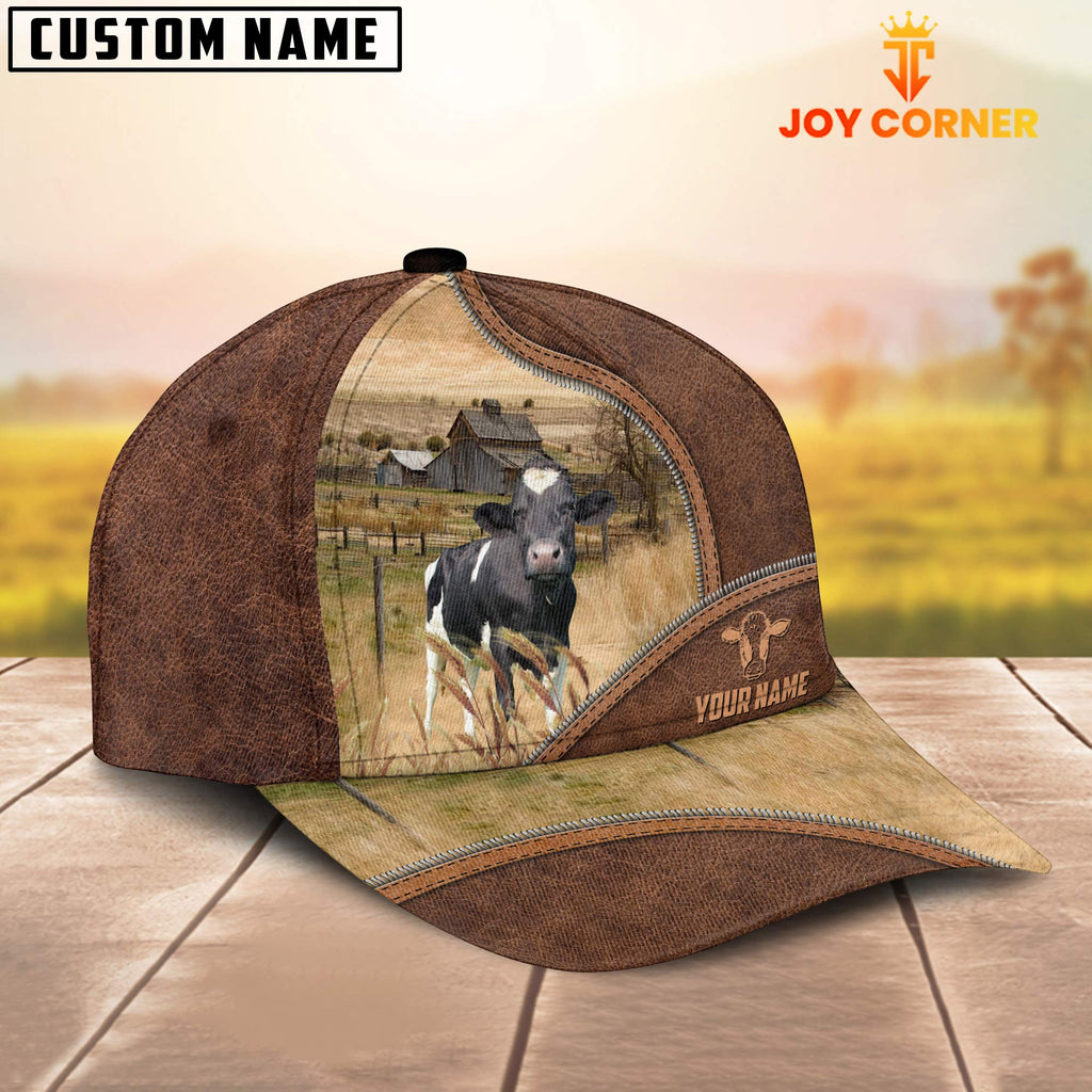 Holstein Zipper Leather Pattern Customized Name Cap