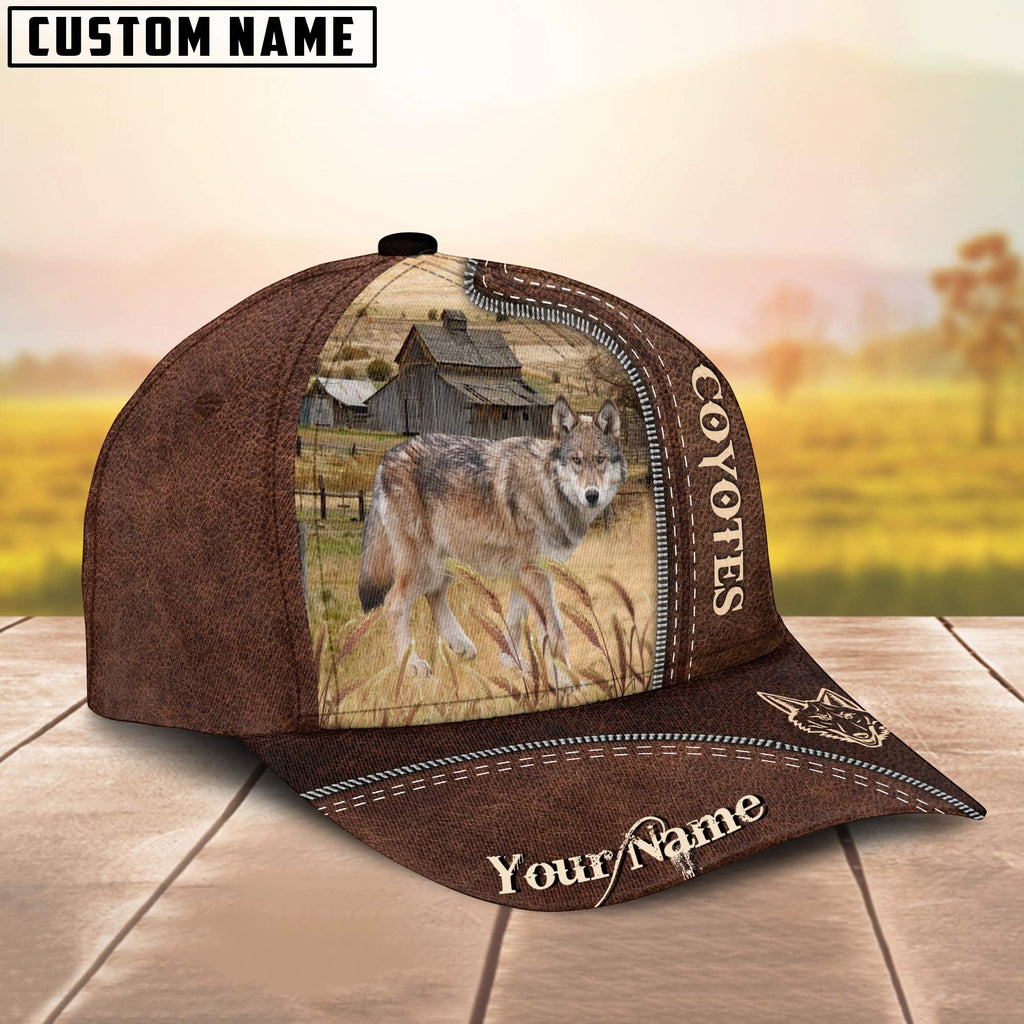 Coyotes Customized Name Leather Pattern Cap