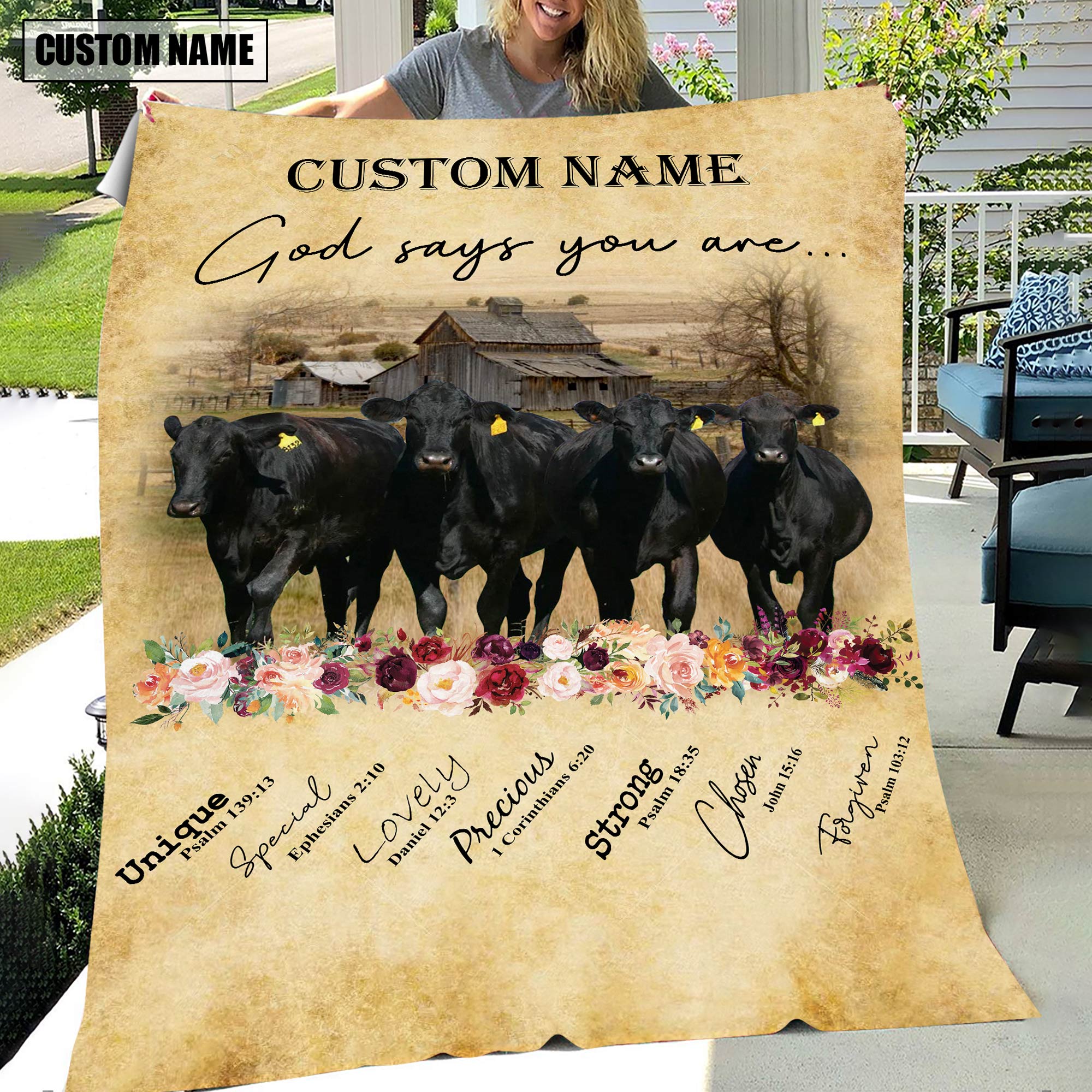 God Says You Are - Personalized Name Brangus Blanket