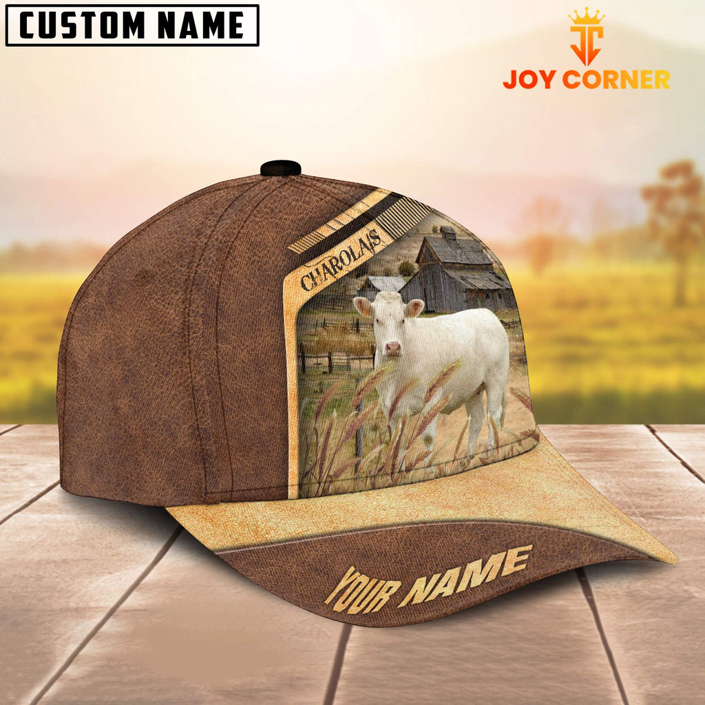 Charolais No Horn Customized Name Brown Farm Cap