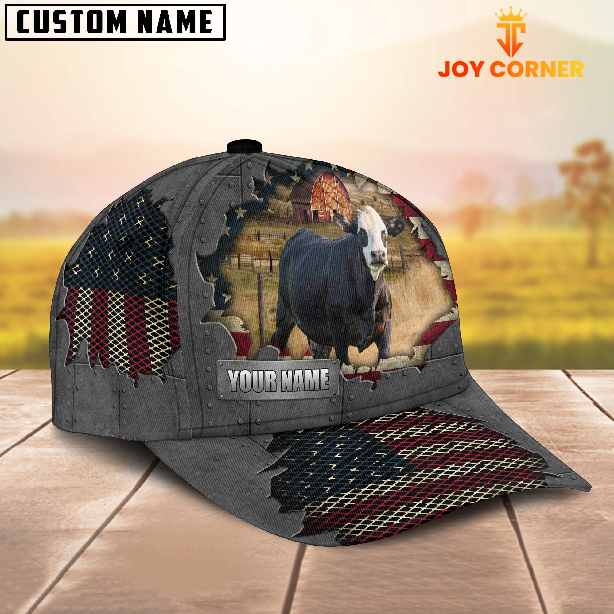 Black Baldy Customized Name US Flag Net Cap