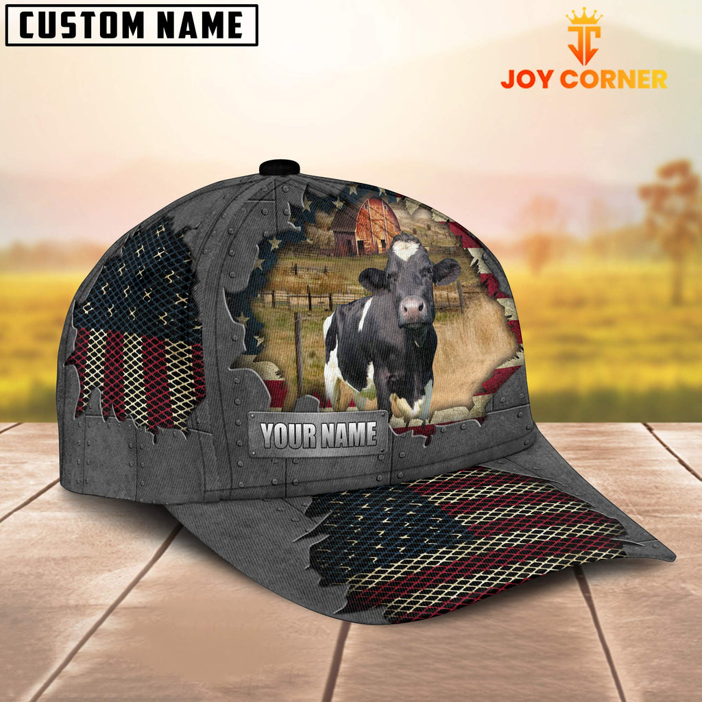 Holstein Customized Name US Flag Net Cap