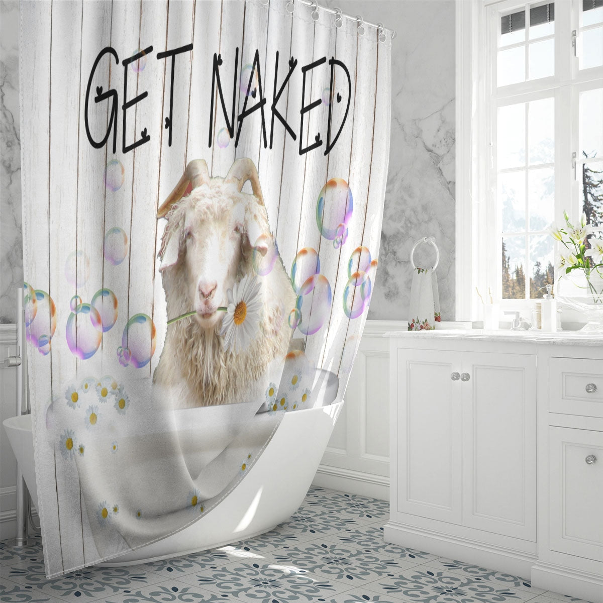 Anggora Get Naked Daisy Shower Curtain