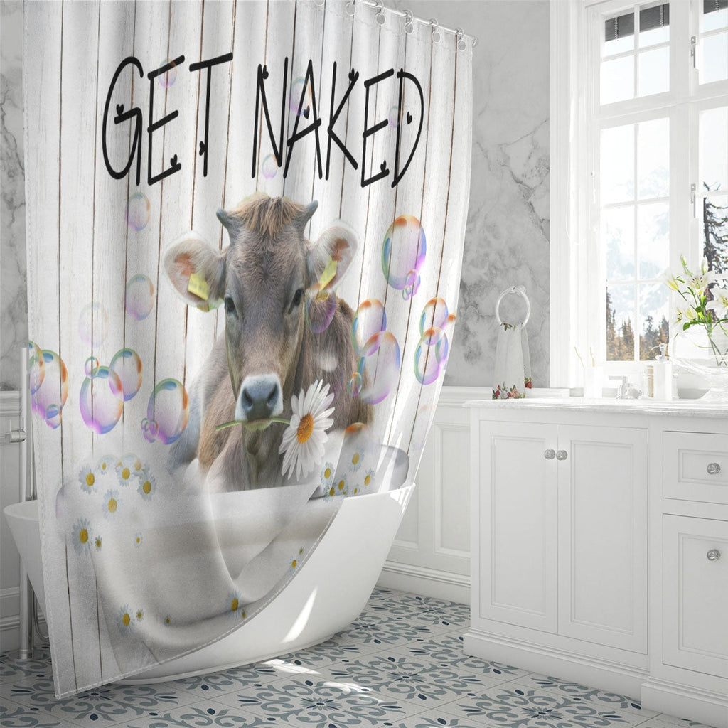 Braunvieh Get Naked Daisy Shower Curtain
