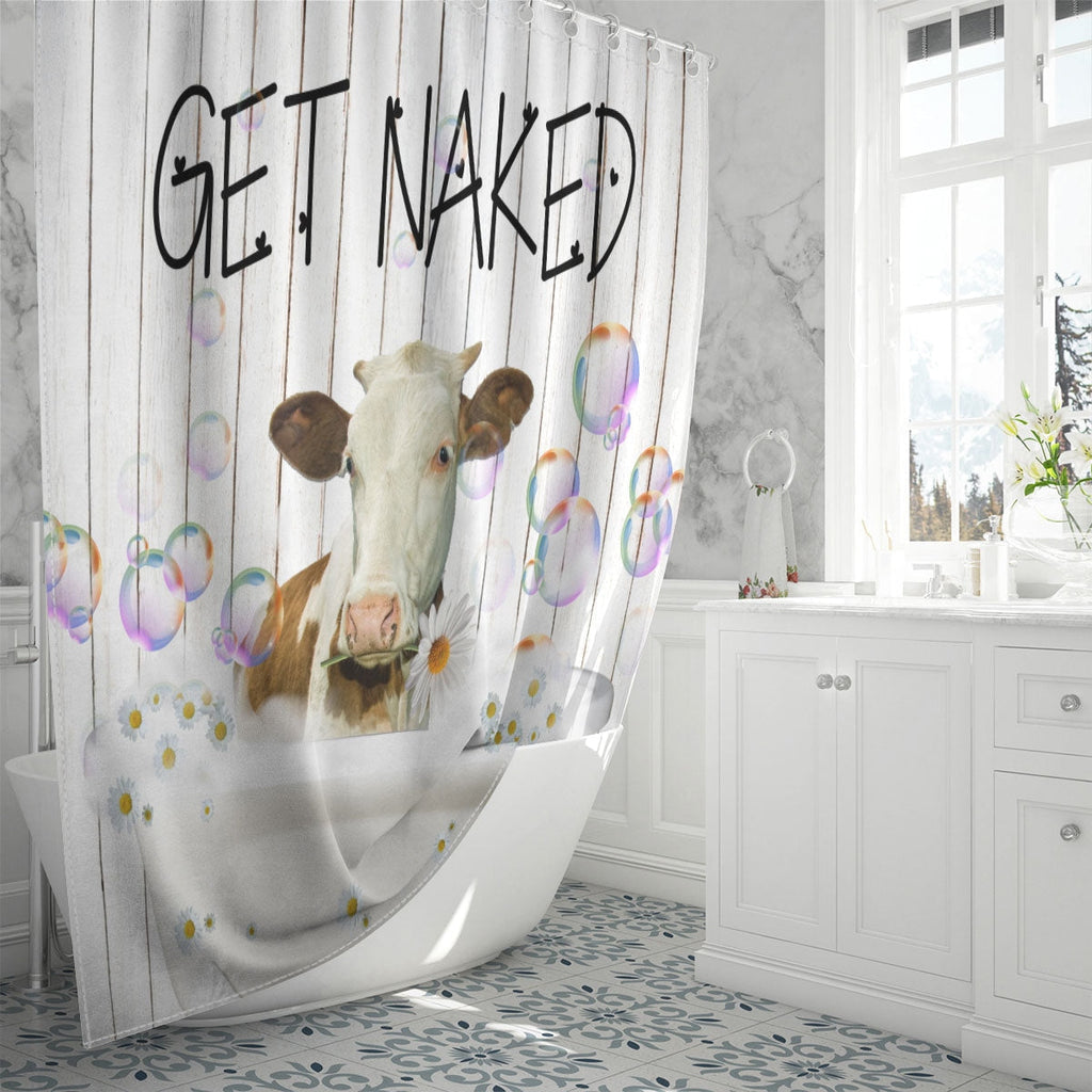 Brown Swiss Get Naked Daisy Shower Curtain