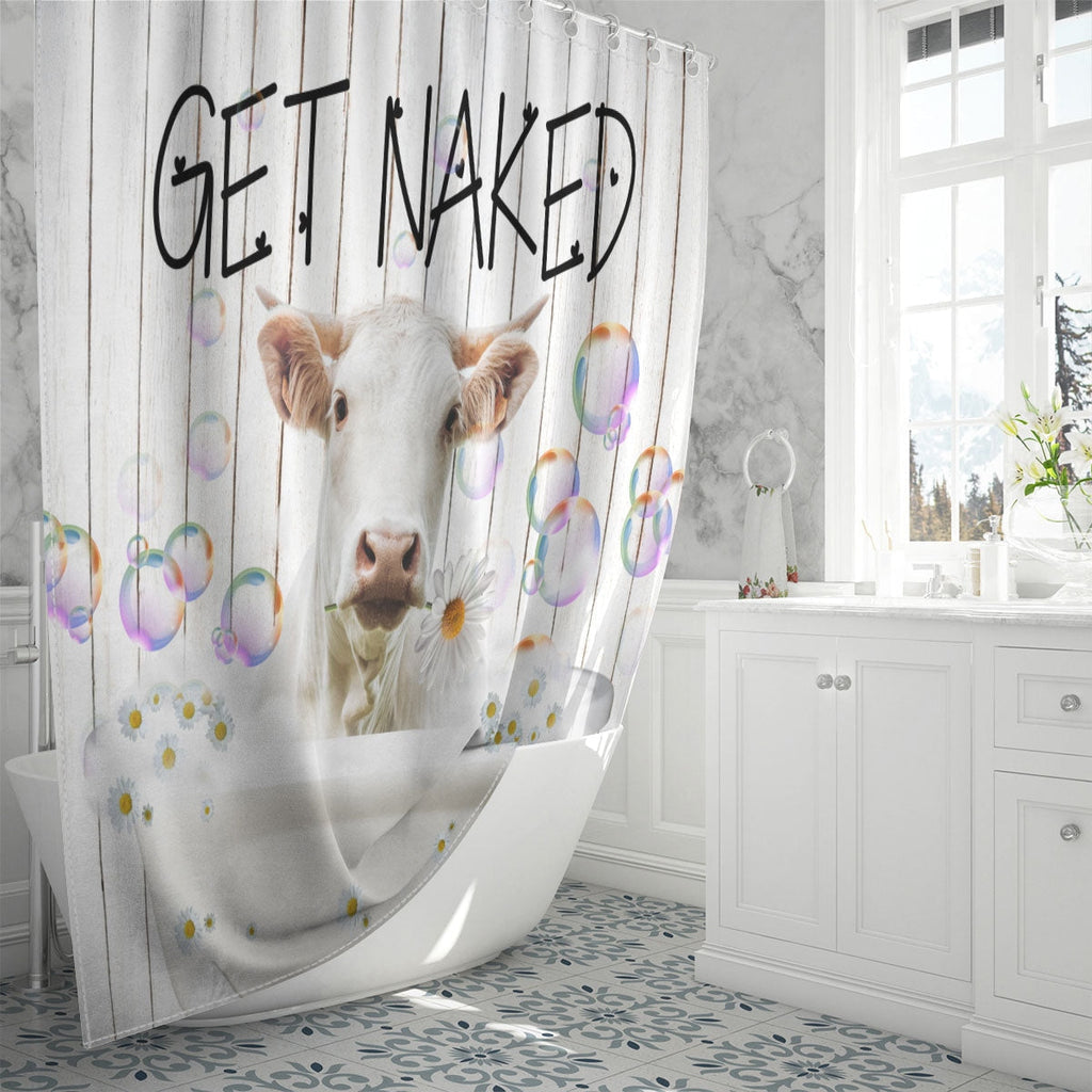Charolais Get Naked Daisy Shower Curtain