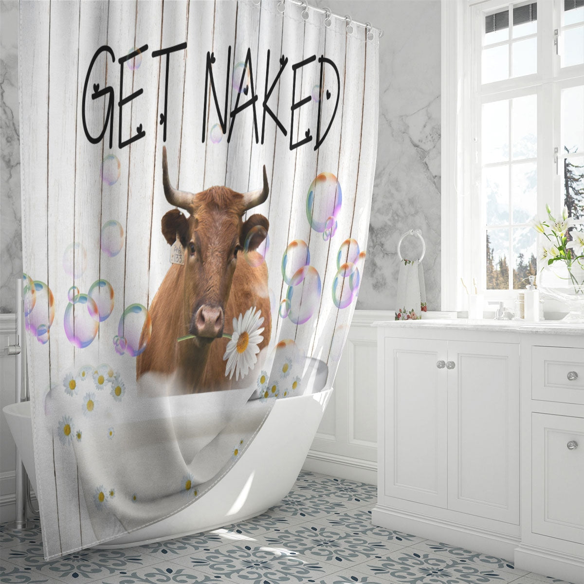 Corriente Get Naked Daisy Shower Curtain