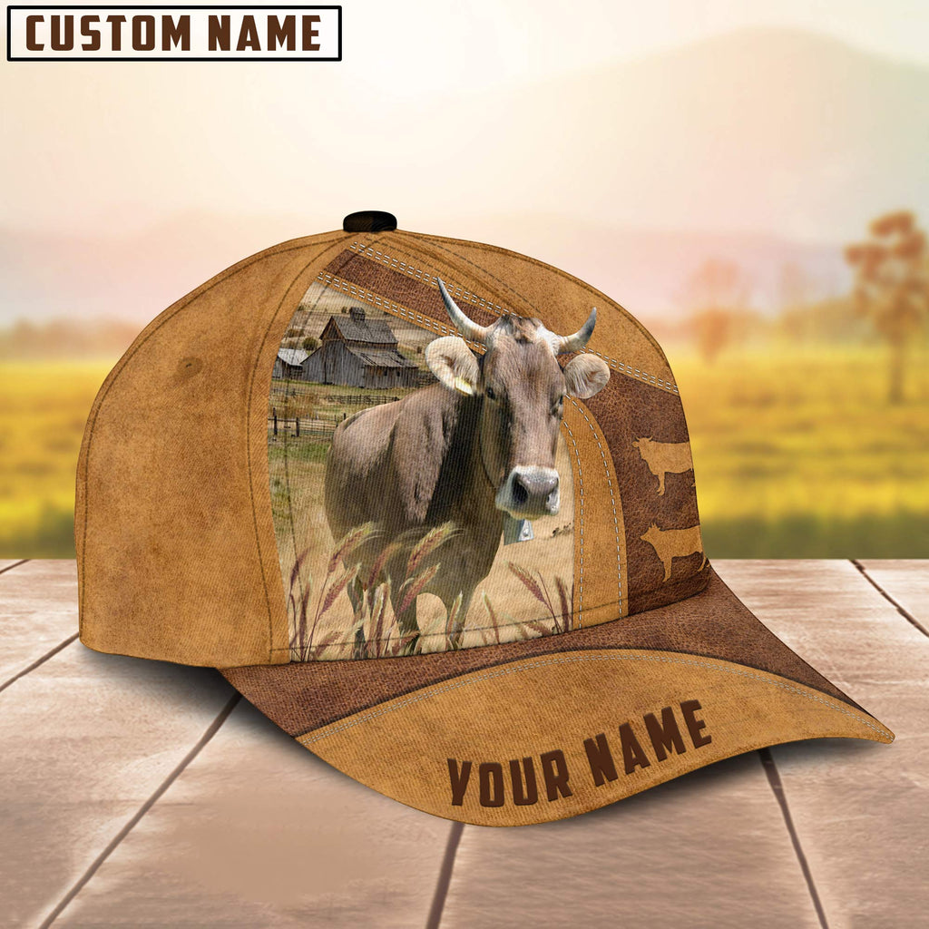 Custom Name Brown Swiss Cattle Cap
