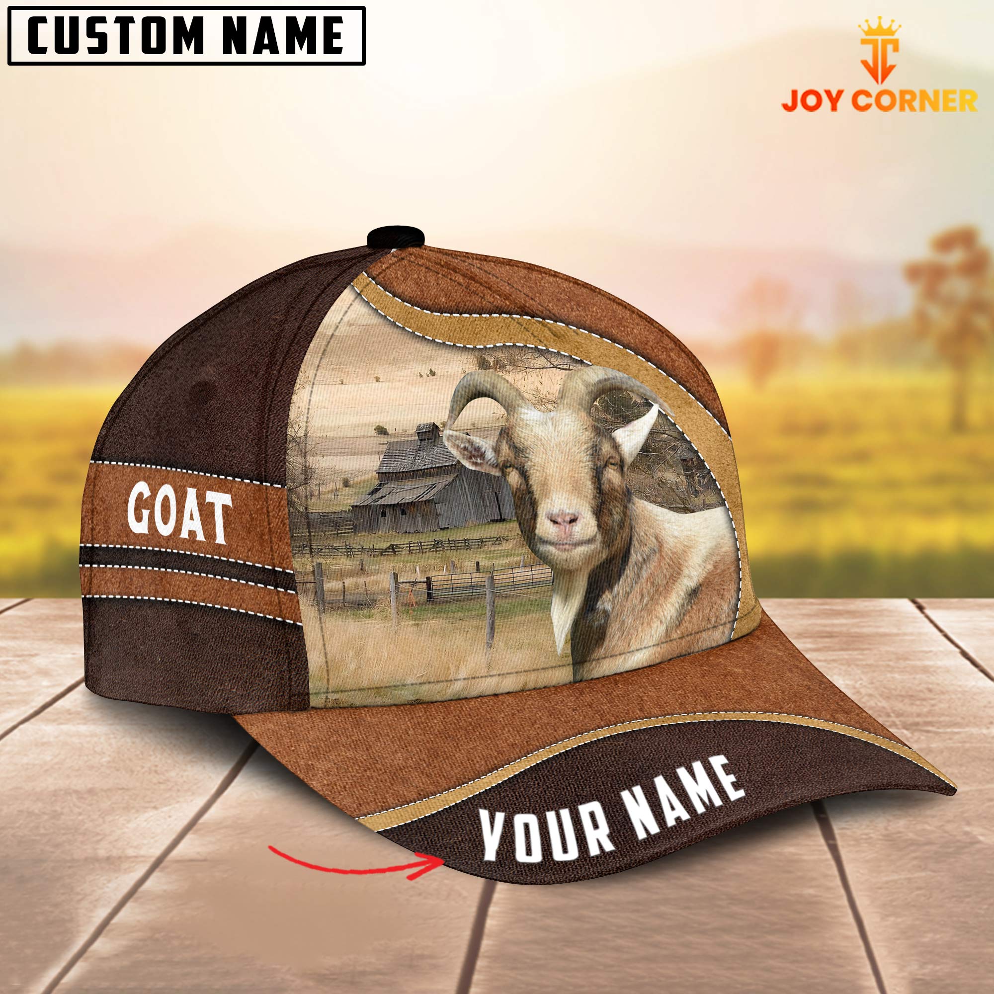 Goat Happy Face Customized Name Cap