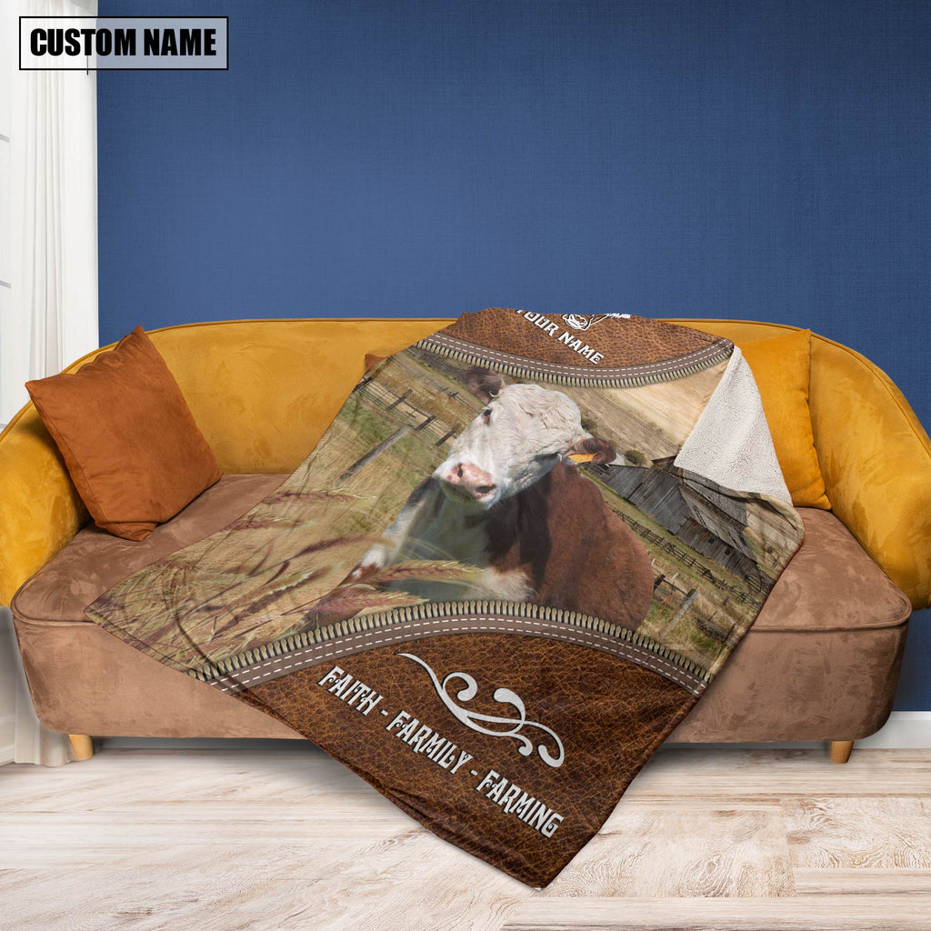 Personalized Name Hereford. Faith Family Farming Blanket