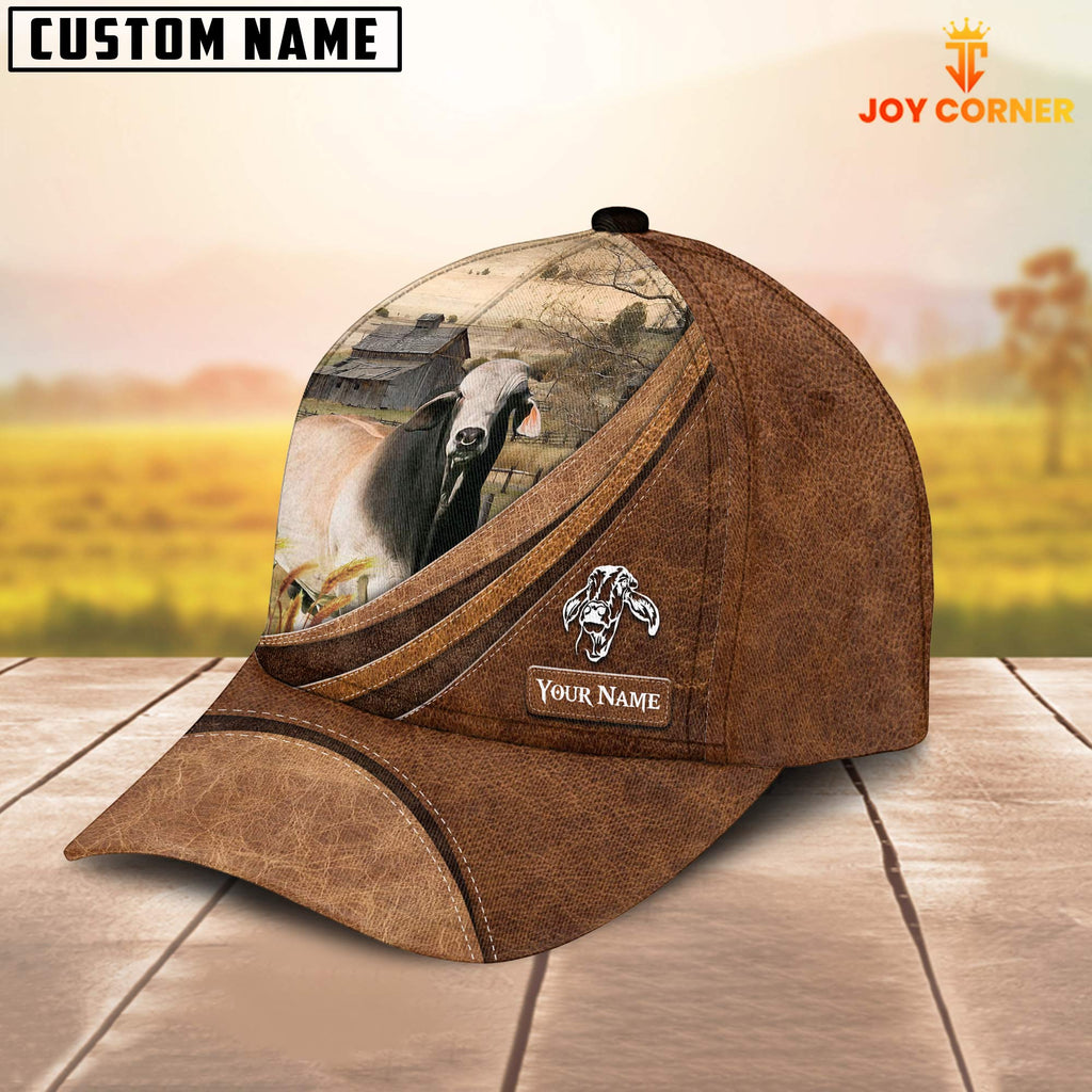 Custom Name Brahman Leather Pattern Classic Cap
