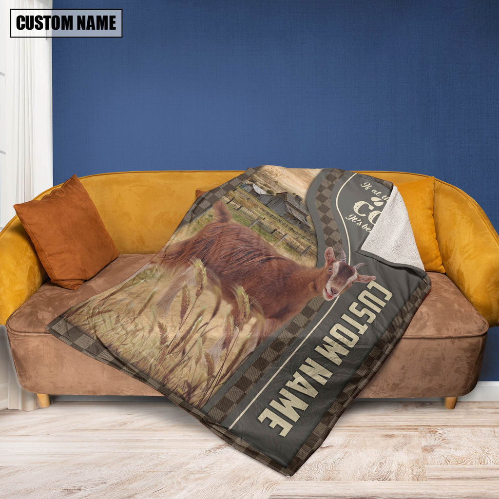 Personalized Name Goat A Good Day Blanket