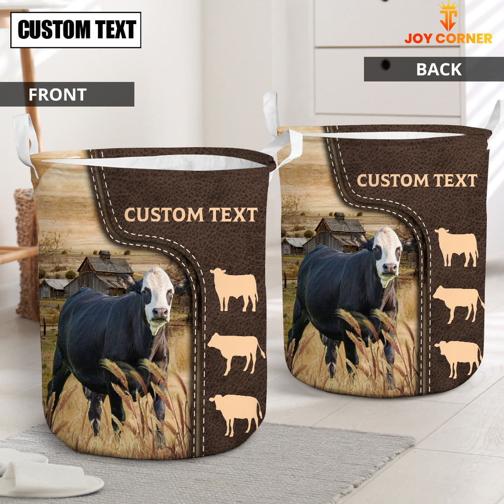 Black Baldy Custom Name Leather Pattern Laundry Basket