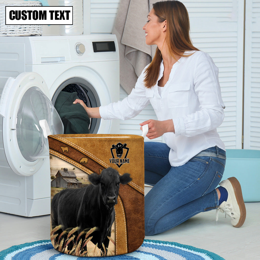 Black angus Cattle Brown Custom Name  Basket