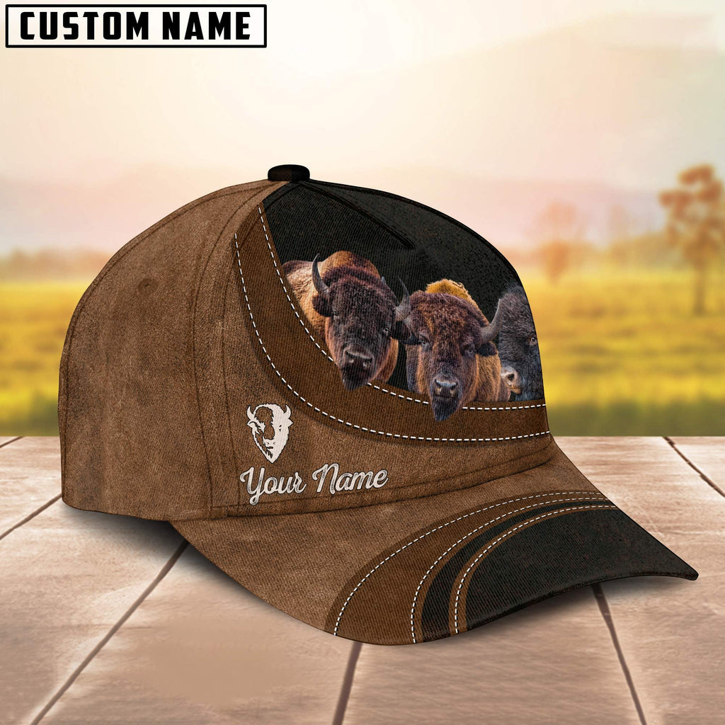 Bison Brown Happiness Customized Name Cap