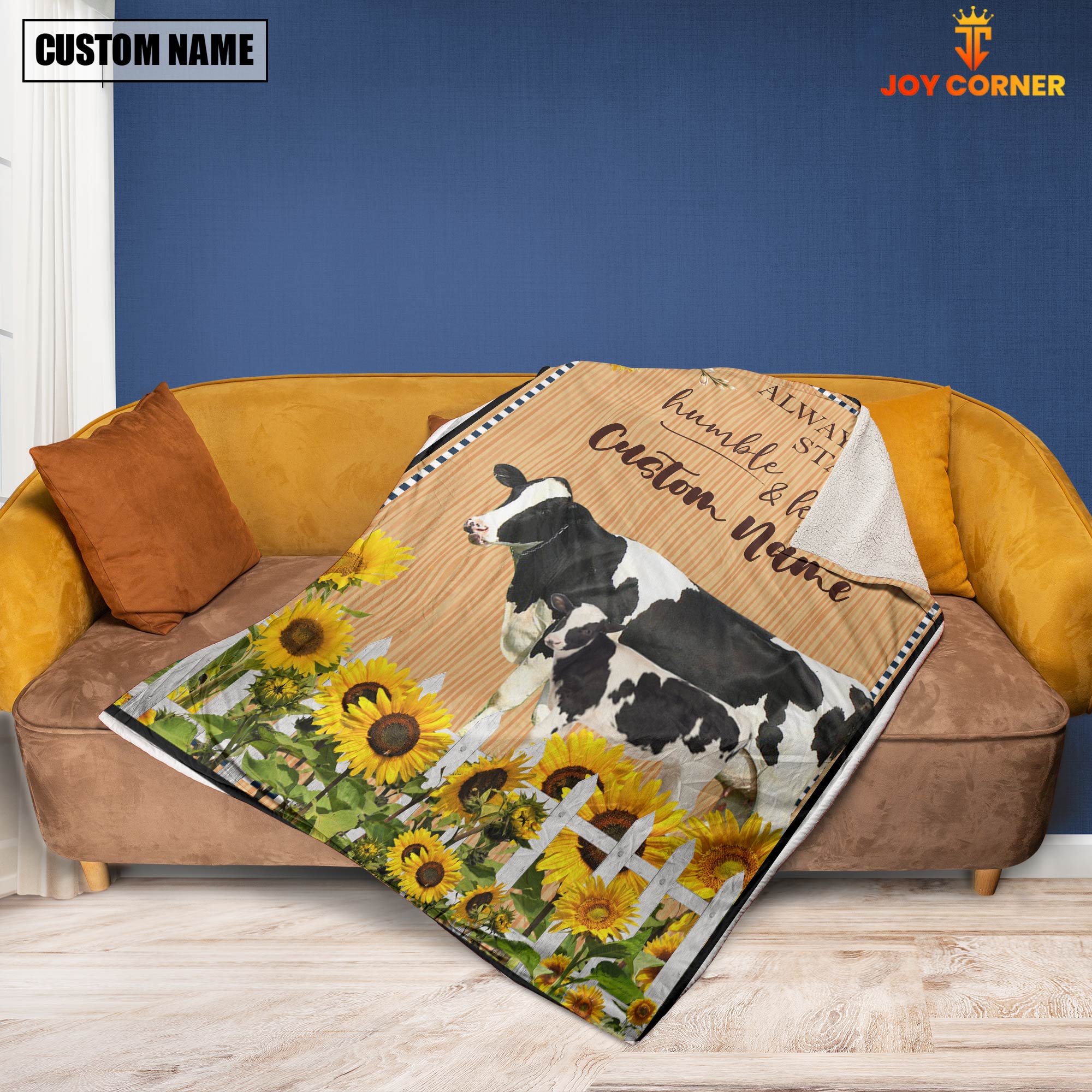 Holstein Custom Name - Always Stay Humble and Kind Blanket