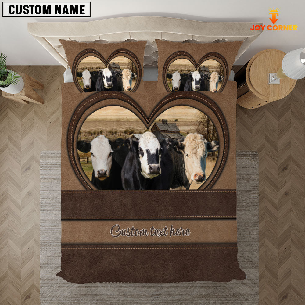 Black Hereford In Heart Custom Name Bedding Set