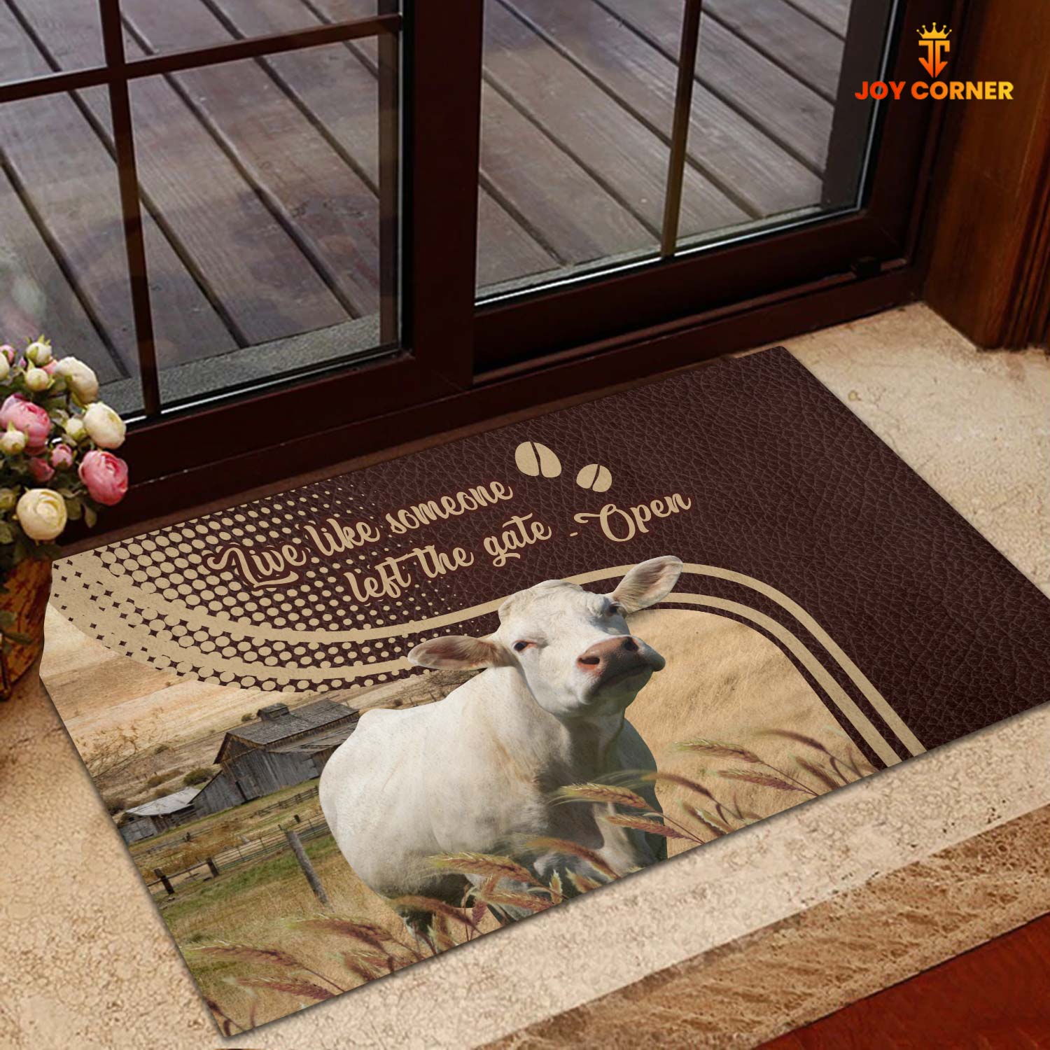Charolais No Horns Live Like Someone Left The Gate Open Doormat