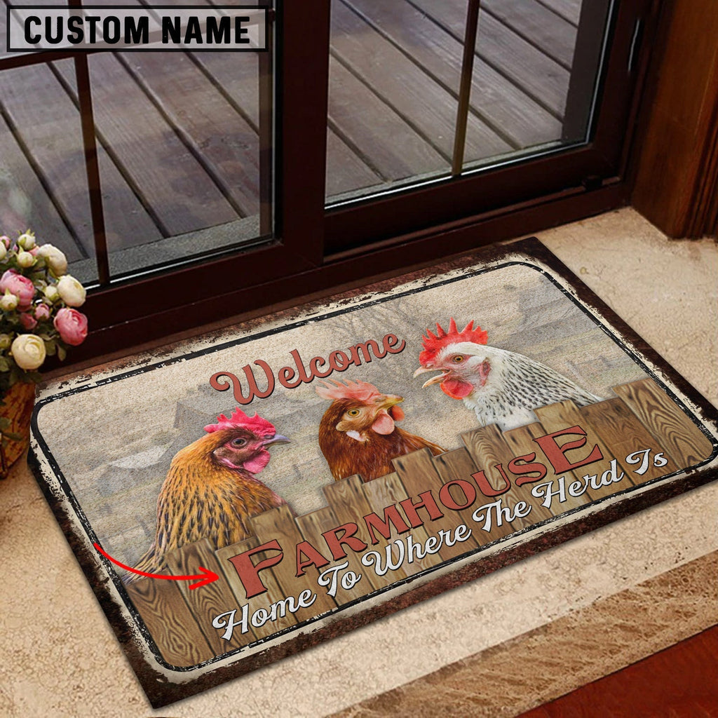 Chooks Custom Name- Home To Where The Herd Is FarmHouse Doormat