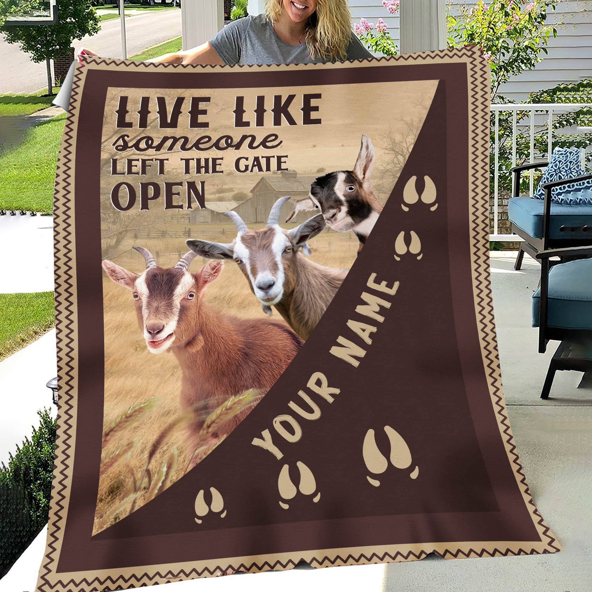 Personalized Goat Live Like Someone Left The Gate Open Blanket
