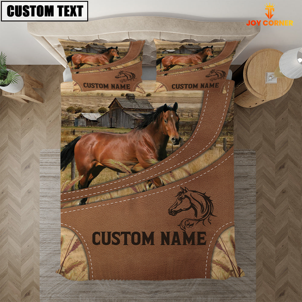 Custom Name Horse On Farm Bedding Set
