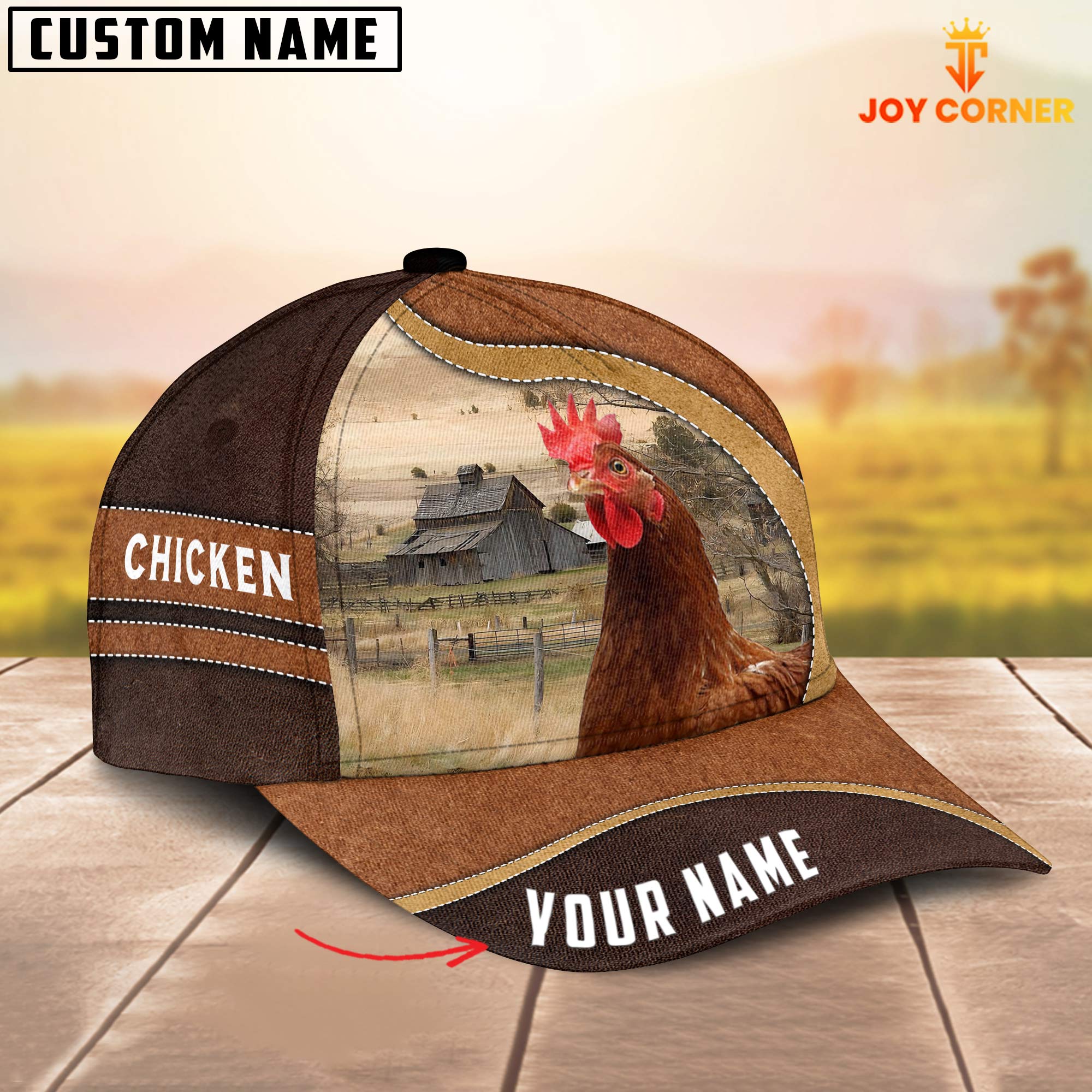 Chicken Happy Face Customized Name Cap