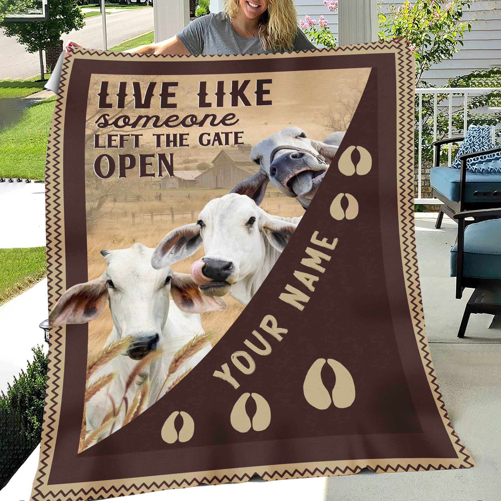 Personalized Brahman Live Like Someone Left The Gate Open Blanket