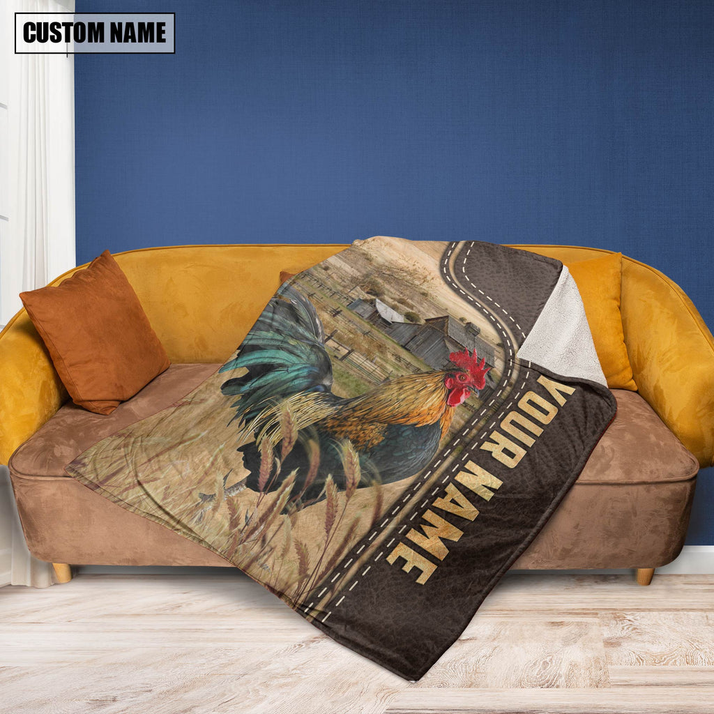 Personalized Name Chicken Leather Pattern Blanket