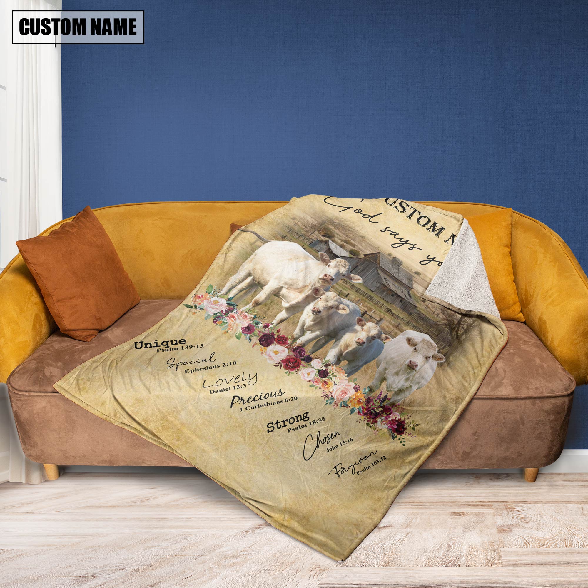 God Says You Are - Personalized Name Charolais Blanket