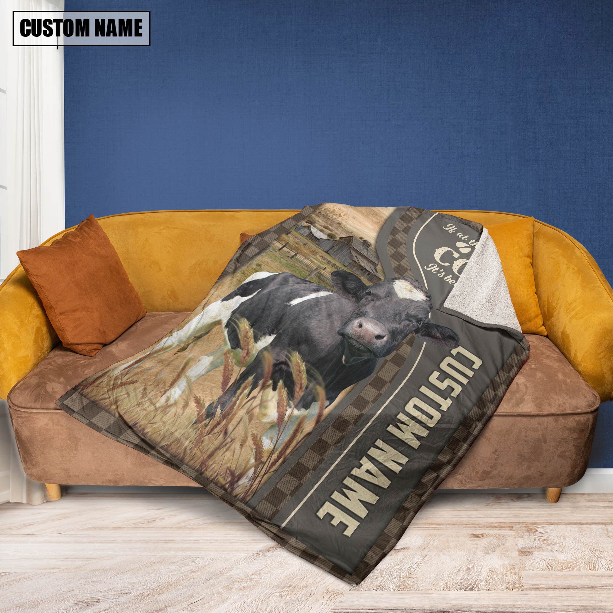 Personalized Name Holstein A Good Day Blanket