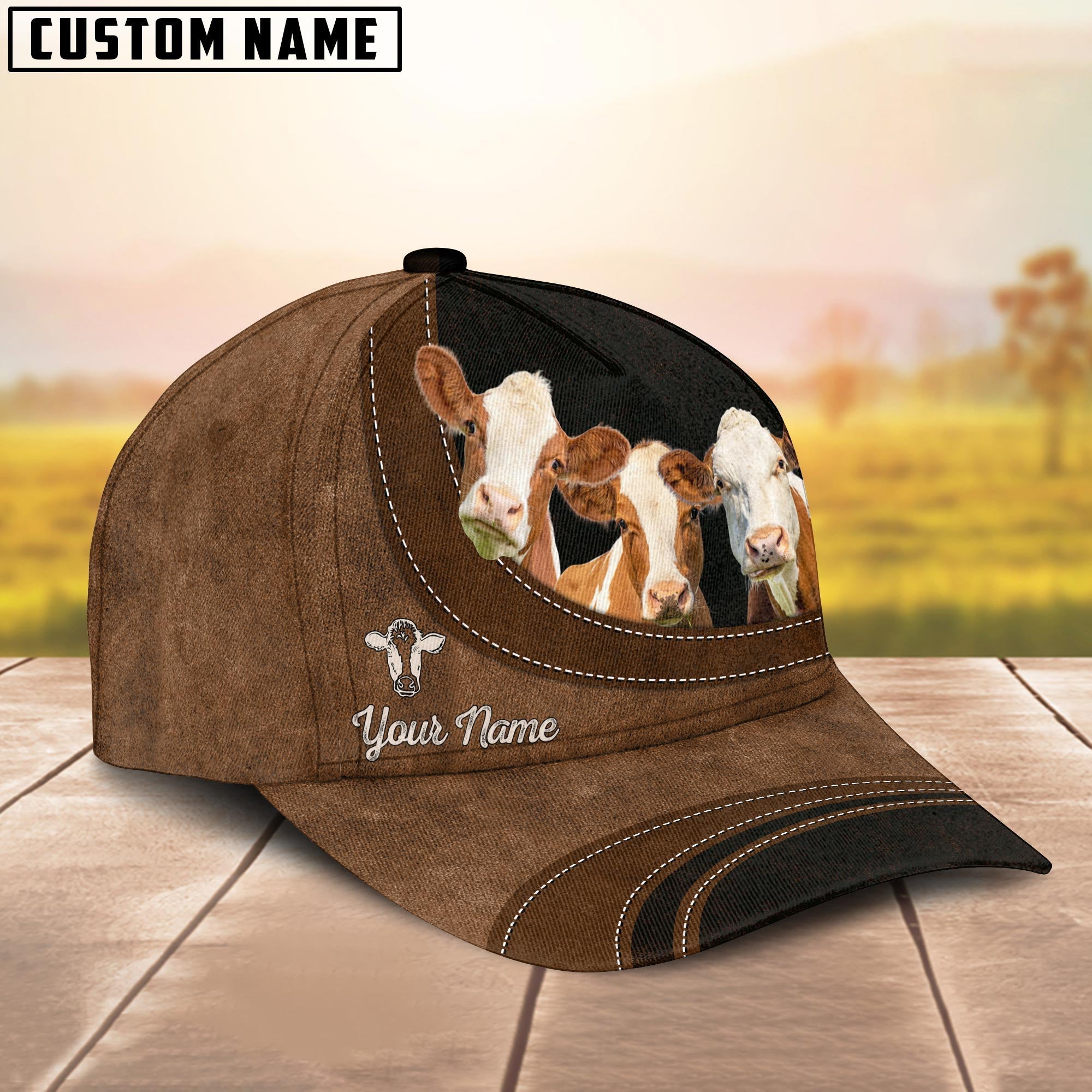 Red Holstein Happiness Customized Name Cap