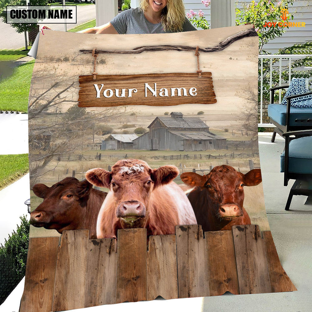 Personalized Name Shorthorn Wooden Pattern Blanket