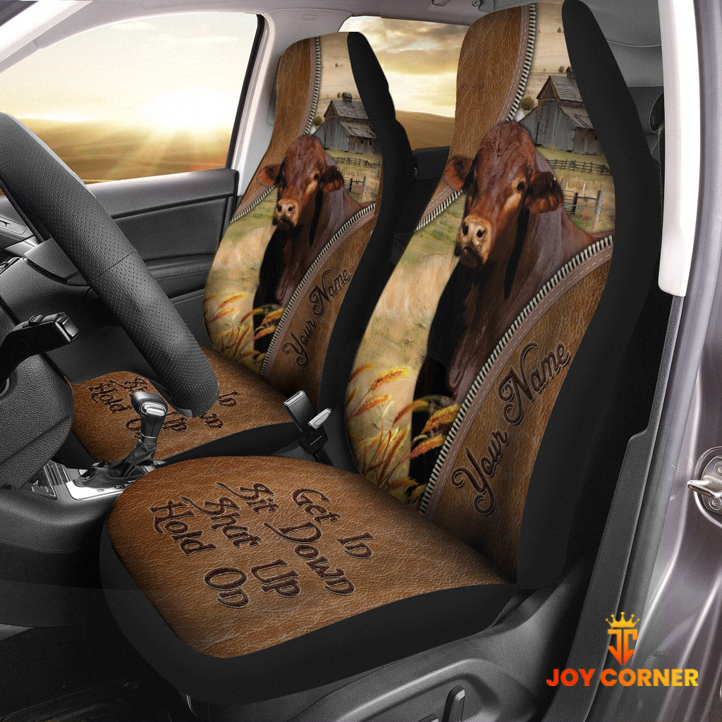 Beefmaster Customized Name Leather Pattern Car Seat Covers (2Pcs)