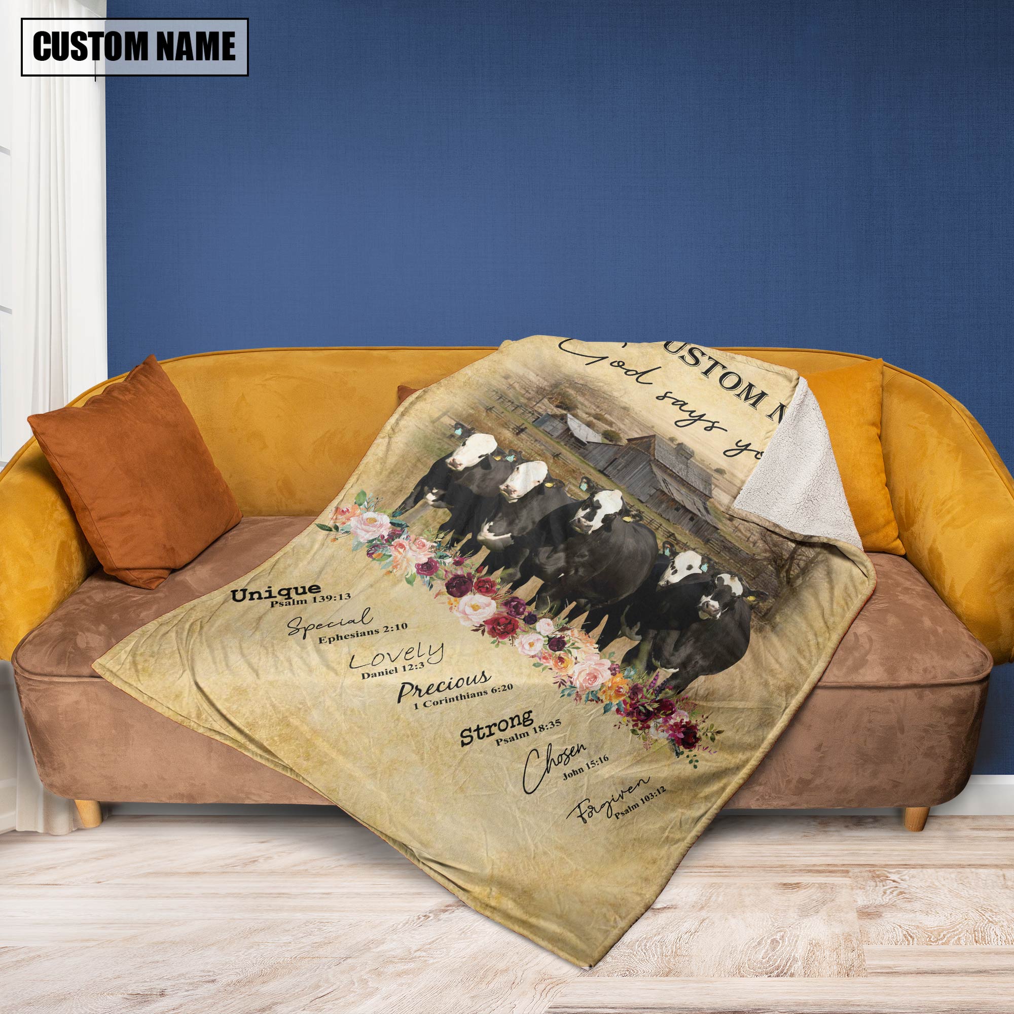 God Says You Are - Personalized Name Black Baldy Blanket