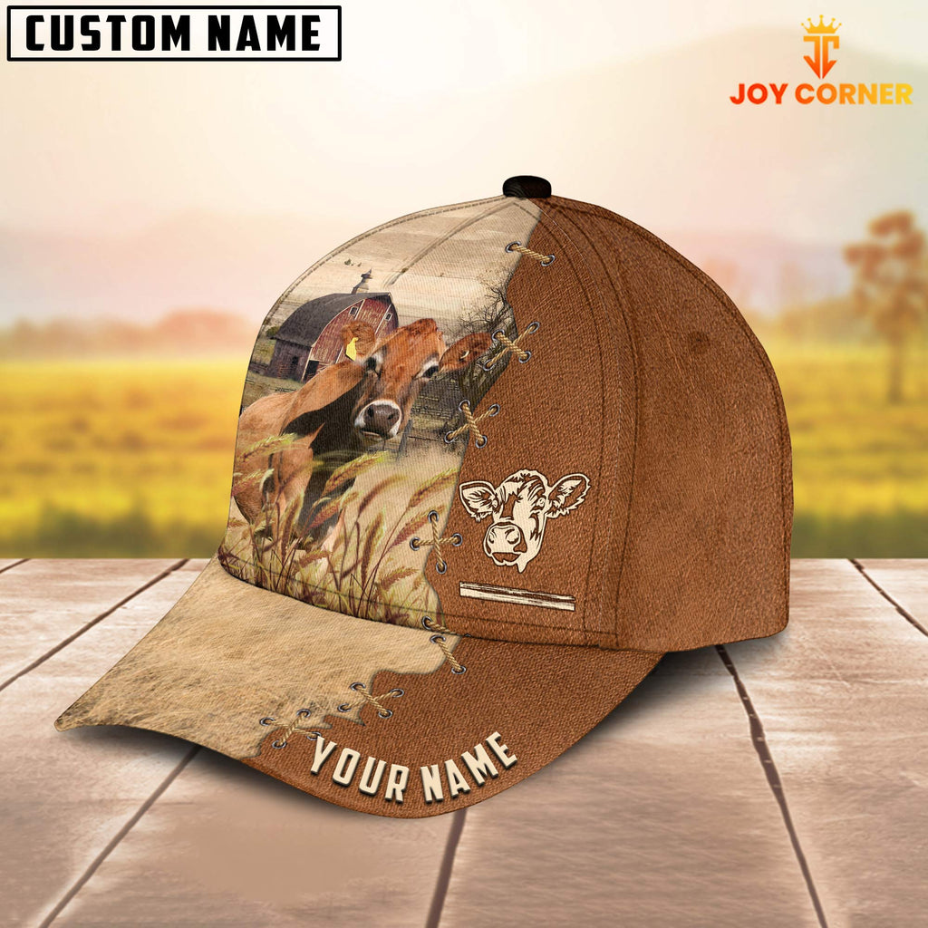 Jersey Custom Name Brown Leather Pattern Cap