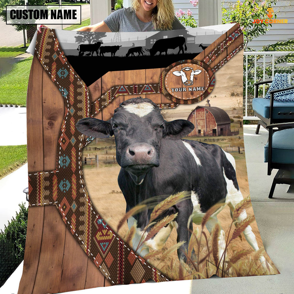 Holstein Custom Name Brocade Pattern Blanket
