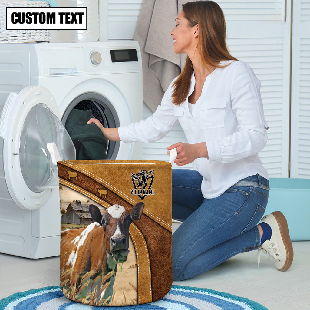 Ayrshires Cattle Brown Custom Name Basket
