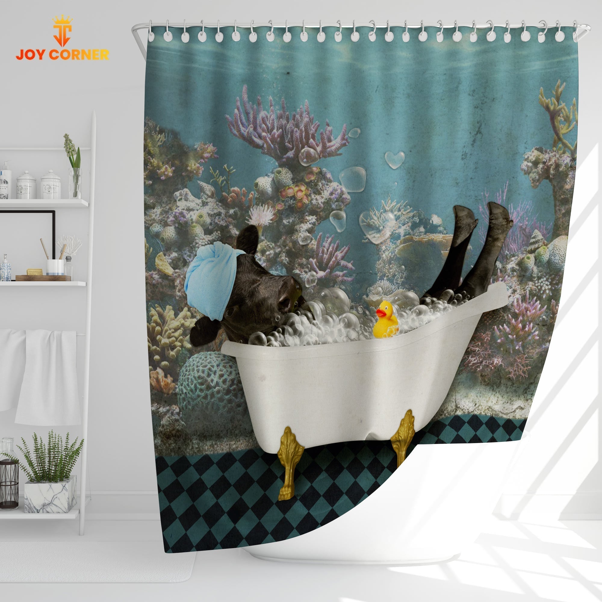 Dexter Taking Shower Under The Sea 3D Shower Curtain